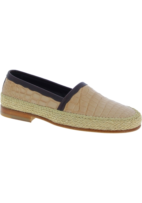 Dolce&Gabbana Mocasines para hombre en piel de cocodrilo beige y morado