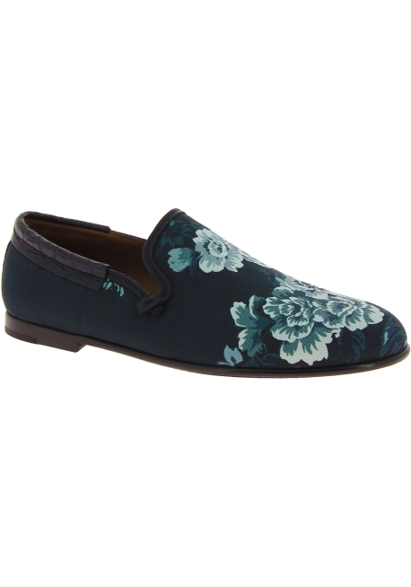 Dolce&Gabbana Mocasines de hombre en piel estampada de cocodrilo azul celeste