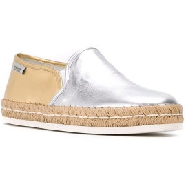 Hogan Espadrillas bicolor de moda para mujeres en piel plateada y dorada