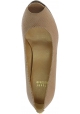 Stuart Weitzman Zapatos de salón punta abierta tacón mujer piel de reptil beige