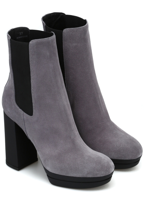 Botines chelsea de mujer Hogan con tacones altos en ante gris