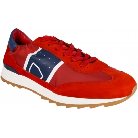 Philippe Model sneakers de hombre en ante roja y microfibra y suela de goma