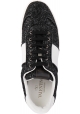 Valentino Zapatillas deportivas de mujer en tejido glitter negro y piel blanca con tachuelas
