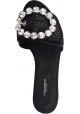 Dolce & Gabbana Sandalias planas de mujer en rafia negra con cristales
