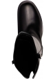 Valentino Botas mosqueteras para mujer con tacón cuadrado en piel de color negro con logo dorado