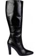 Saint Laurent Botas de tacón alto hasta la rodilla para mujer en piel de color negro con cremallera lateral