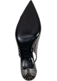 Saint Laurent Zapatos de salón destalonados para mujer en charol negro con triángulos blancos