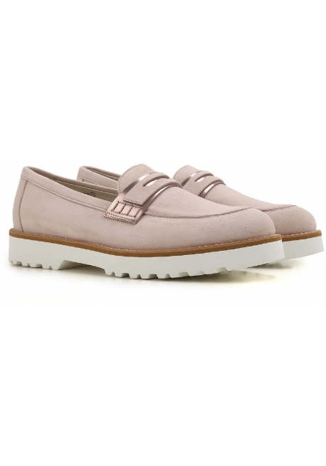 Hogan zapatos de mujer holgazanes de gamuza rosa