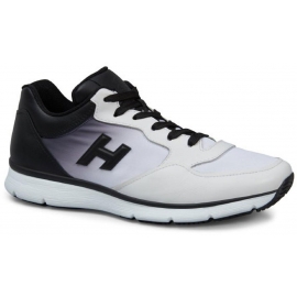 Hogan zapatillas de cuero blanco con gradación de negro