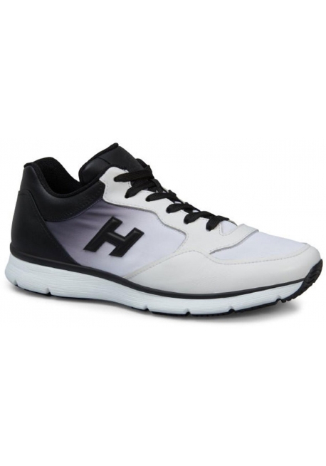 Hogan zapatillas de cuero blanco con gradación de negro