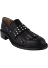 Barbara Bui Mocasines slip-on para mujer en piel negra con flecos y tachuelas plateadas