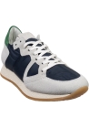 Philippe Model Deportivas bajas para mujer en ante gris y tejido azul con detalle verde