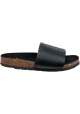 Saint Laurent Sandalias planas sin cordones para mujer en piel de color negro con la marca bordada en la banda