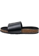 Saint Laurent Sandalias planas sin cordones para mujer en piel de color negro con la marca bordada en la banda
