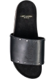 Saint Laurent Sandalias planas sin cordones para mujer en piel de color negro con la marca bordada en la banda