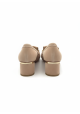 Tod's Zapatos de salon para mujer con tacon bajo en gamuza beige con horsebit y flecos