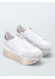 Zapatillas de deporte de tacón bajo cuñas de Hogan en piel blanca