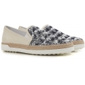 Zapatillas slip-ons para mujer de Tod's blu paiette y cuero