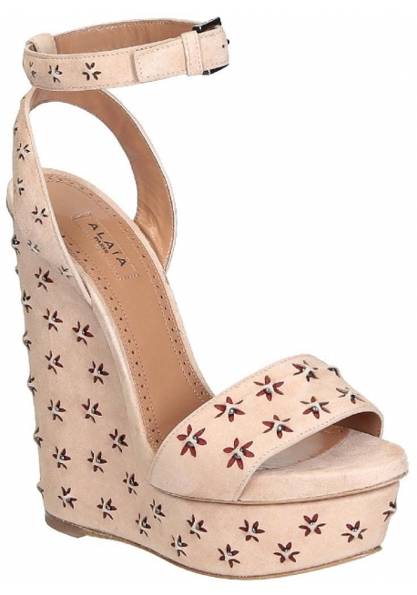 Sandalias con cuña Alaïa en piel Nude Suede