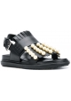 Sandalias sandalias planas de Marni en cuero negro con perlas