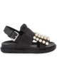 Sandalias sandalias planas de Marni en cuero negro con perlas