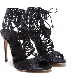 Tacón alto de noche negro Casadei zapatos sandalias