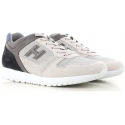 Zapatillas de deporte para hombre Hogan en piel gris y blanco roto.