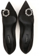 Dolce&Gabbana Escote con tacones para mujer en piel negra con circonitas
