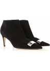 Sergio Rossi Botines para mujer en gamuza negra con hebilla metálica