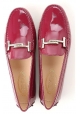 Tod's Mocasines de mujer en charol color rosa oscuro con hebilla metálica