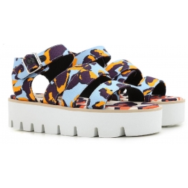 MSGM cuñas sandalias zapatos en tela multicolor