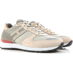 Zapatillas bajas de Hogan para hombre en piel beige.