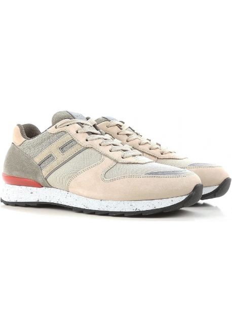 Zapatillas bajas de Hogan para hombre en piel beige.