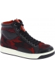 Prada Zapatillas altas con estampado camuflaje mujer en piel tejido rojo negro