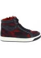 Prada Zapatillas altas con estampado camuflaje mujer en piel tejido rojo negro