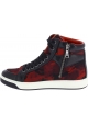 Prada Zapatillas altas con estampado camuflaje mujer en piel tejido rojo negro