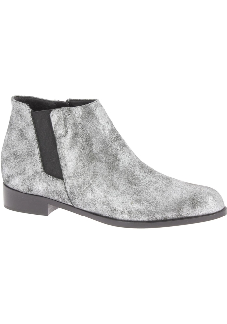 Zanotti Botines tacón bajo mujer piel de becerro laminada plateada -  Italian Boutique