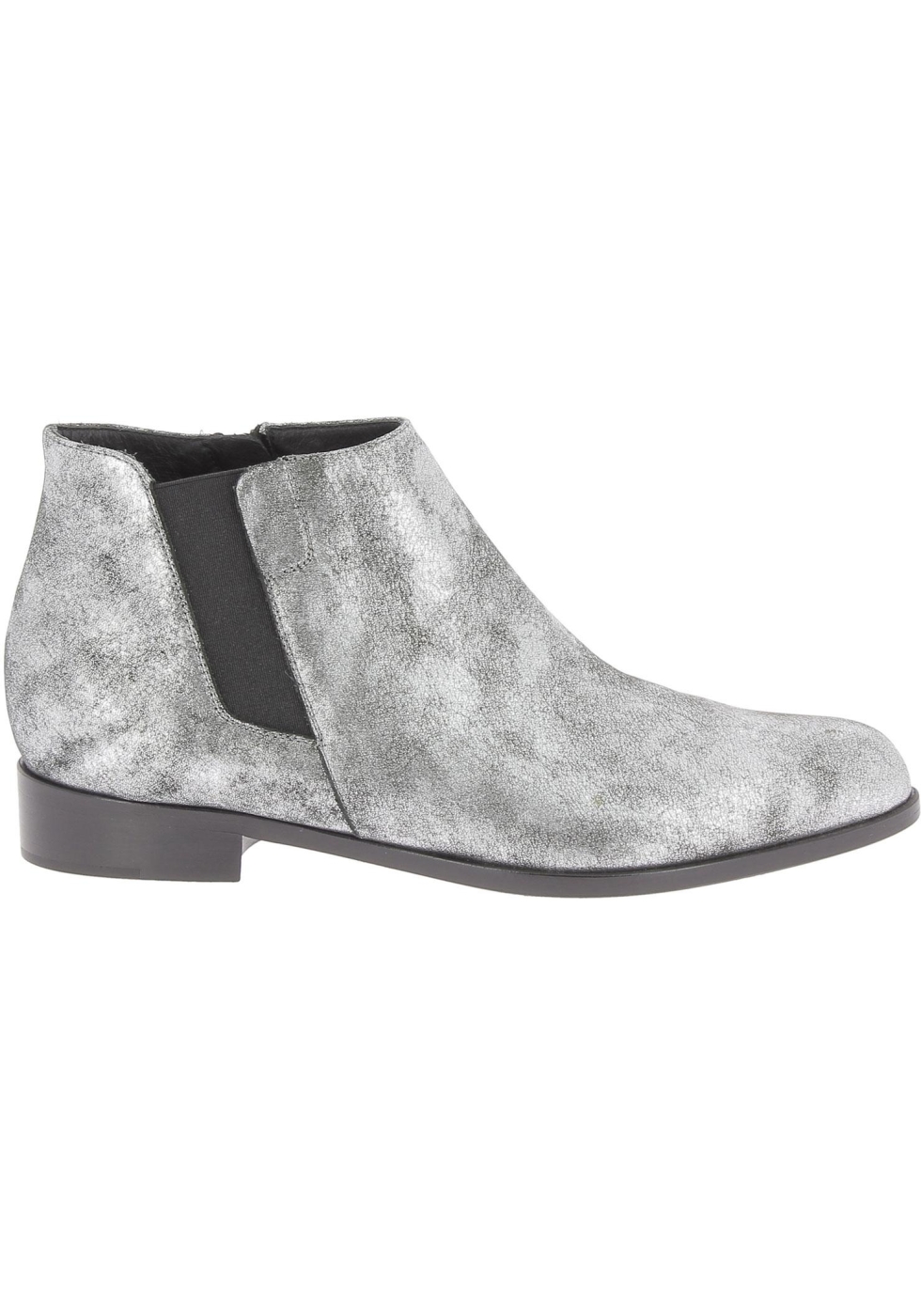 Zanotti Botines tacón bajo mujer piel de becerro laminada plateada -  Italian Boutique