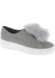 Steve Madden Zapatillas sin cordones para mujer en cuero gris falso con piel