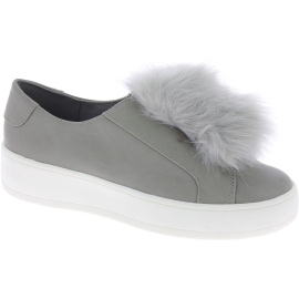 Steve Madden Zapatillas sin cordones para mujer en cuero gris falso con piel