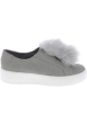 Steve Madden Zapatillas sin cordones para mujer en cuero gris falso con piel