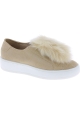 Steve Madden Zapatillas sin cordones para mujer en gamuza beige con piel