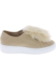 Steve Madden Zapatillas sin cordones para mujer en gamuza beige con piel